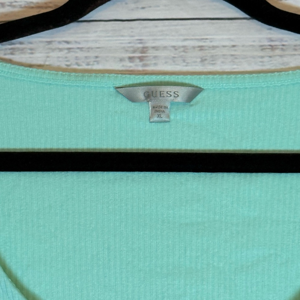 Guess Light Green Ribbed Top - Picture 3 of 5